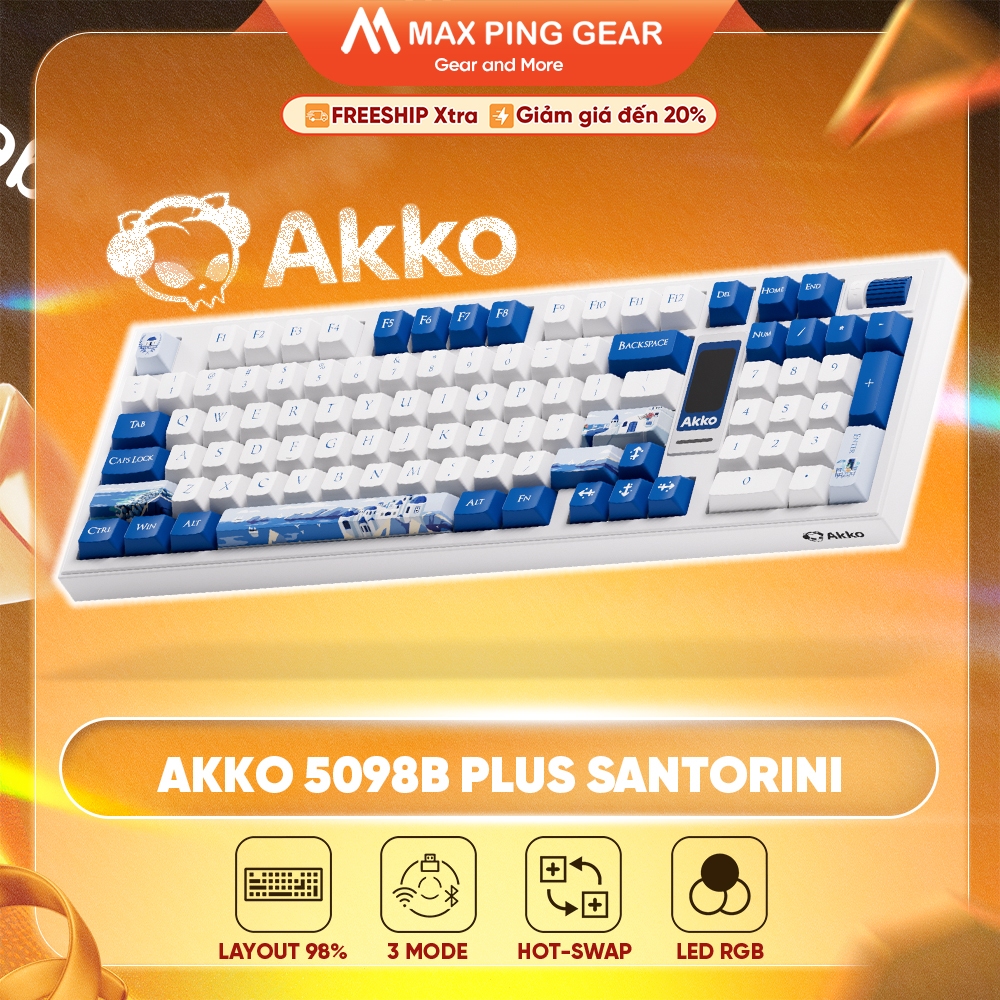 [HỎA TỐC] Bàn phím AKKO 5098B Santorini (RGB / Hotswap / Akko V3 Piano Pro) - Maxpinggear