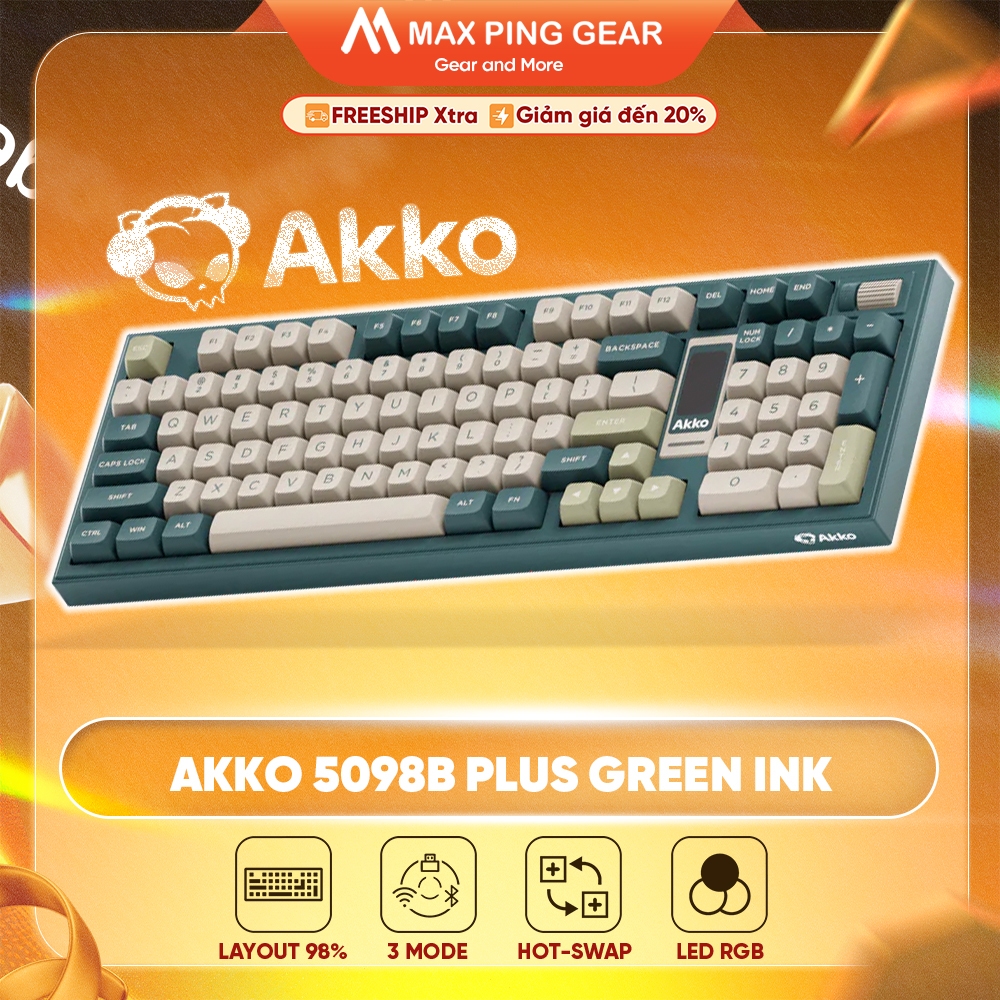 Bàn phím AKKO 5098B Ink Green (RGB / Hotswap / Kailh Ice Cream Pink)
