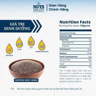 Hạt Chia Đen – Nguyên Chất, Giàu Omega 3, Eat Clean, Chia Seed, The Nuts Valley 