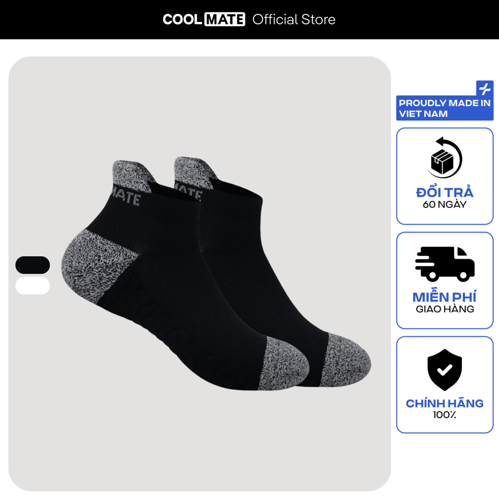 [SALE TẾT]Tất Vớ thể thao unisex chạy bộ Grip Compression Cushion Socks êm ái thấm hút tốt Coolmate