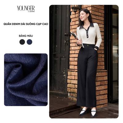 Quần jean nữ YOUNGER BY CARDINA chất vải denim cạp cao dáng suông  5YQJR03
