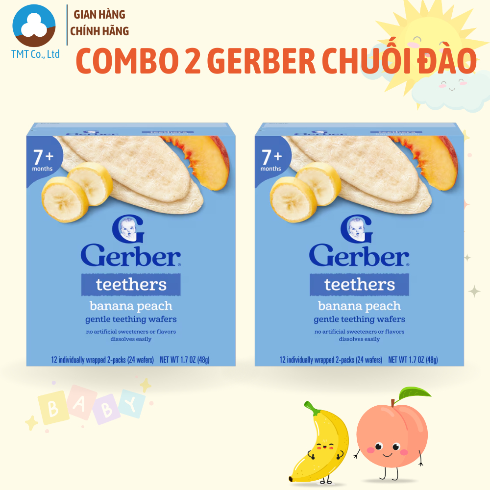 [Chính Hãng] Combo 2 Hộp bánh gạo ăn dặm Gerber vị chuối đào nhập khẩu Thái Lan