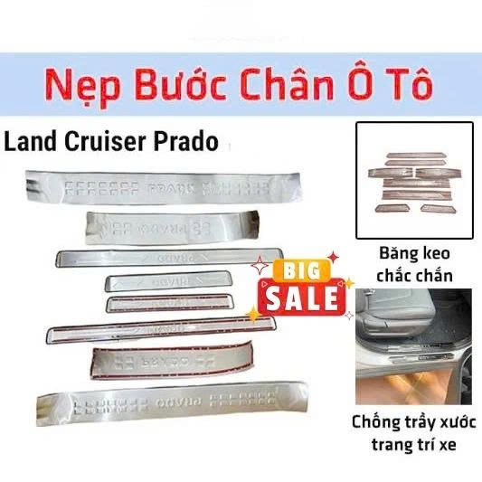 Ốp Chống Xước Bậc Cửa Prado 2010 2011 2012 2013 2014 2015 2016 2017 - Nẹp Bước Chân Toyota Prado