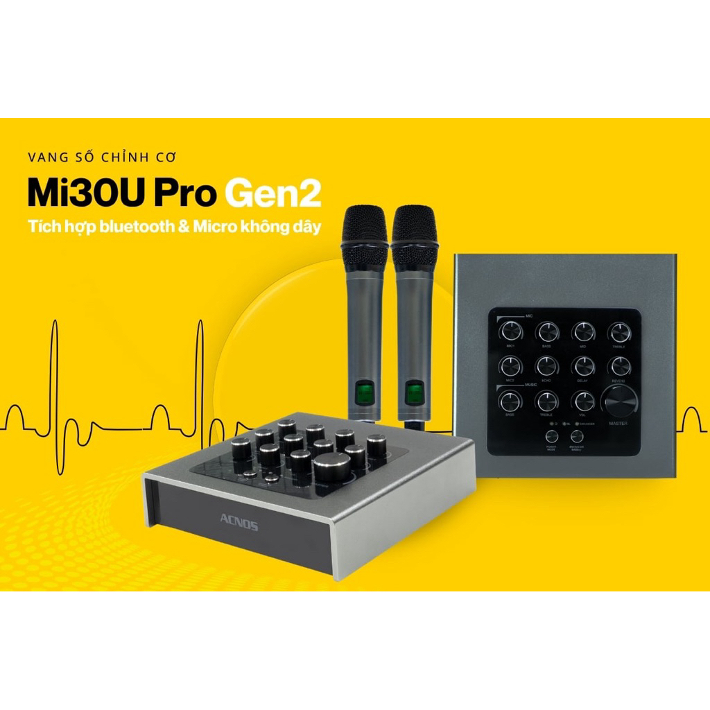 Vang Số Chỉnh Cơ Tích Hợp Micro Acnos Mi30U Pro Gen2 (Karaoke qua tần số FM xe Oto, Bluetooth 5.0)