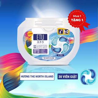 Viên Giặt ETU 5In1 Hương Biển The North IsLand Cao Cấp - 30 Viên, Sạch Thơm, Giữ Màu