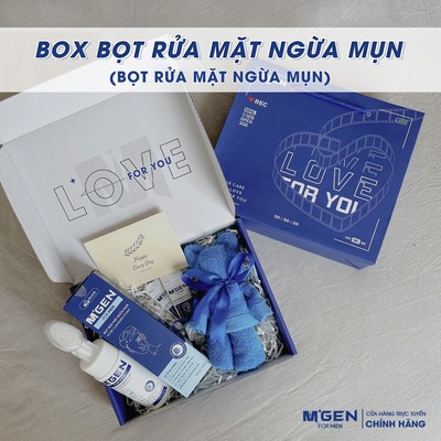 Box bọt rửa mặt ngừa mụn MGEN - sữa rửa mặt 120ml làm sạch sâu, giúp giảm mụn, cấp ẩm làm dịu da, quà tặng bạn trai