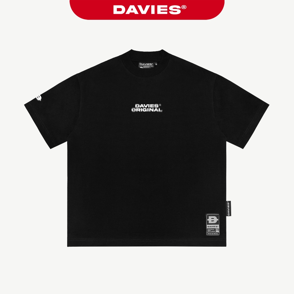 Áo thun nam tay lỡ form rộng DAVIES màu đen Tee Trame Original I D33-T14