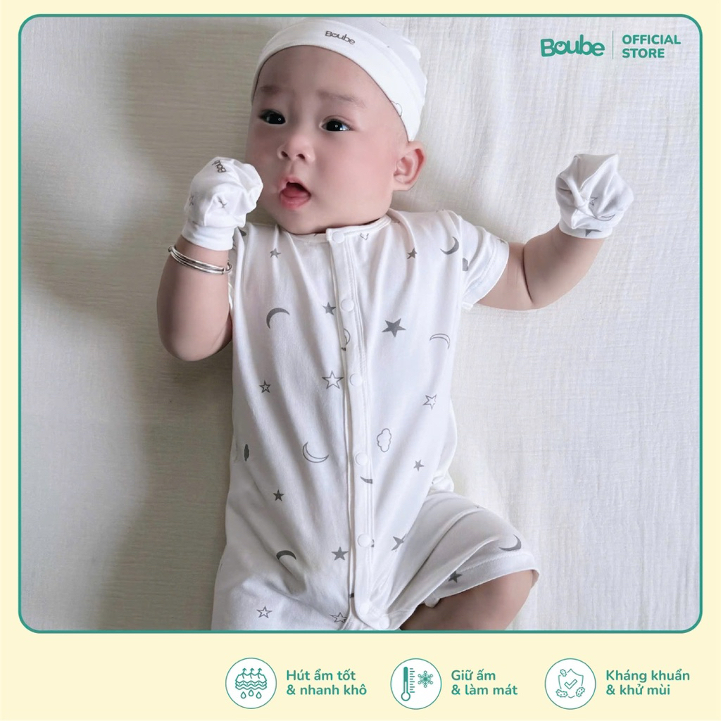Bộ liền thân, body cộc cúc thẳng Boube nhiều màu cho bé, Vải cotton organic thoáng mát - Size 0-12M