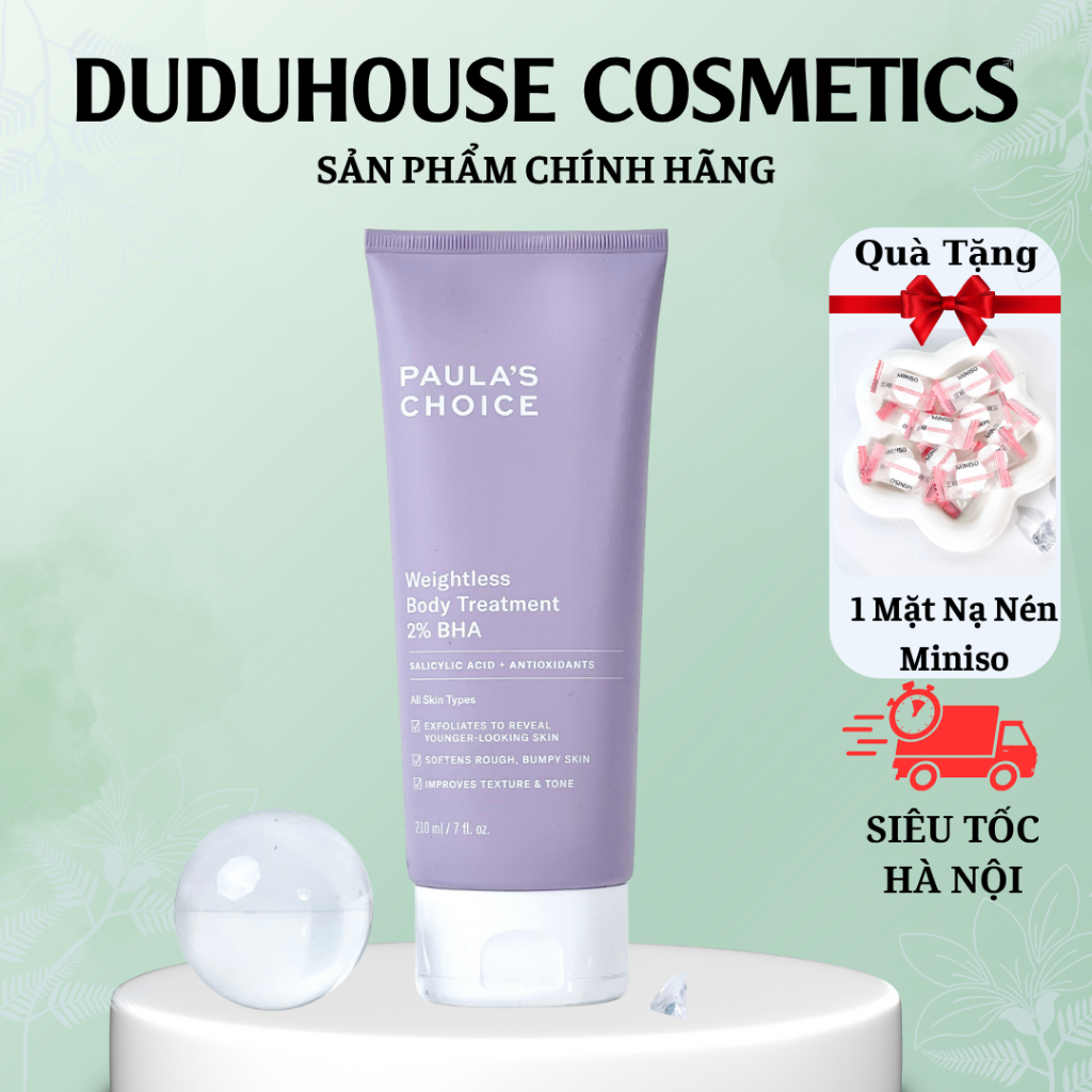 Kem dưỡng thể BHA 2% Body Paula's Choice Weightless Body Treatment 2% BHA  210ml Duduhouse