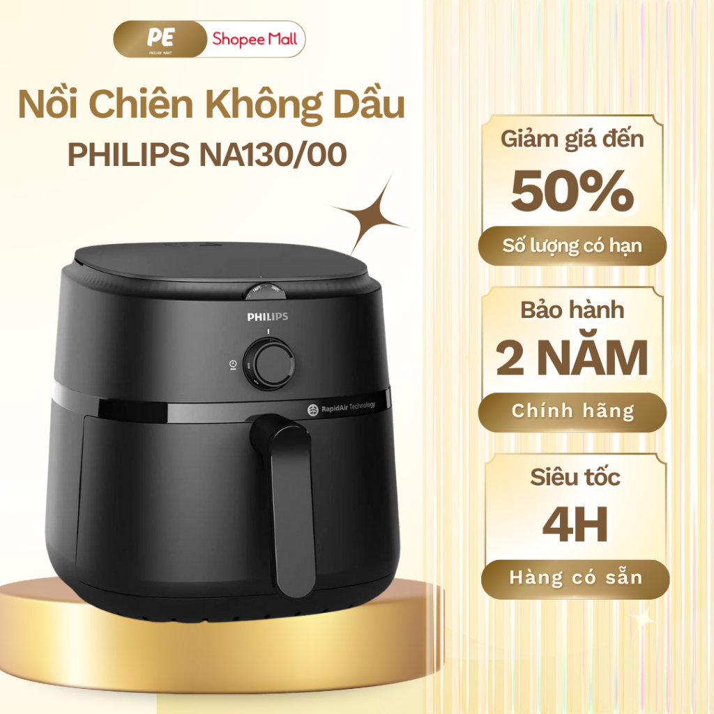Nồi Chiên Không Dầu PHILIPS NA130/00 | 6.2L - 1700W | Hàng Chính Hãng, Bảo Hành 2 Năm