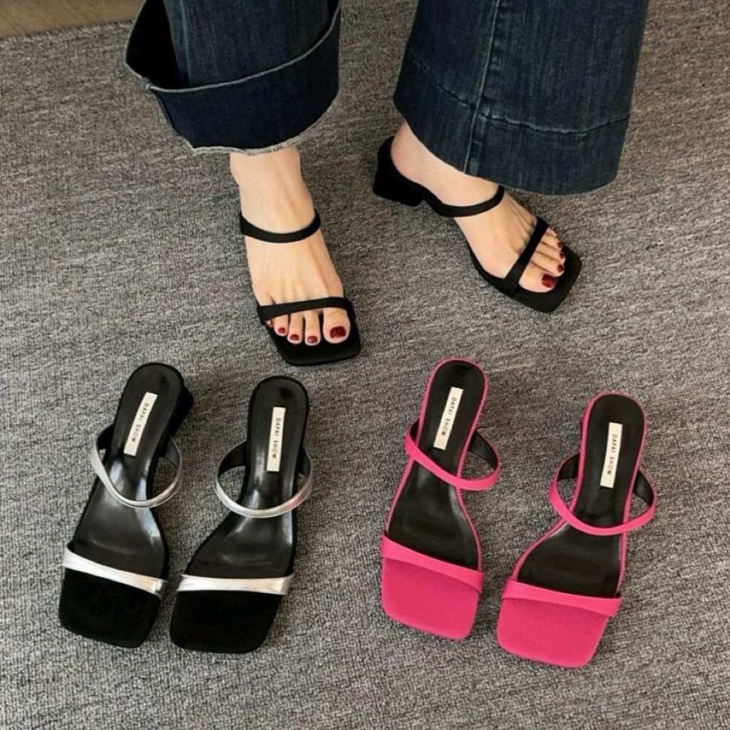 Gạo.Shoes - (Có Bigsize - Form Bé tăng size) Guốc Nữ Cao Gót 5 Cm , Quai 2 Nhị Không Trang Trí.