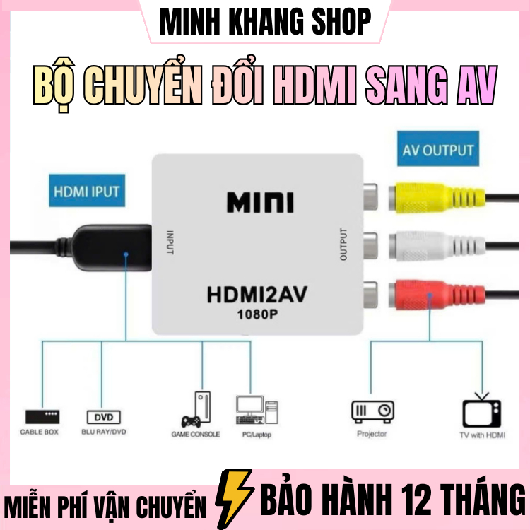 [AV to HDMI] Bộ chuyển đổi Video AV sang HDMI 1080p Công cụ chuyển đổi tổng hợp Tương thích HDMI với