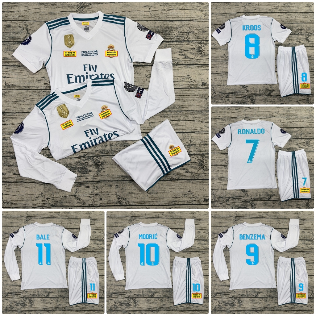 BỘ QUẦN ÁO BÓNG ĐÁ CÂU LẠC BỘ REAL MADRID - BẢN RETRO 2017/2018 VẢI THÁI CAO CẤP
