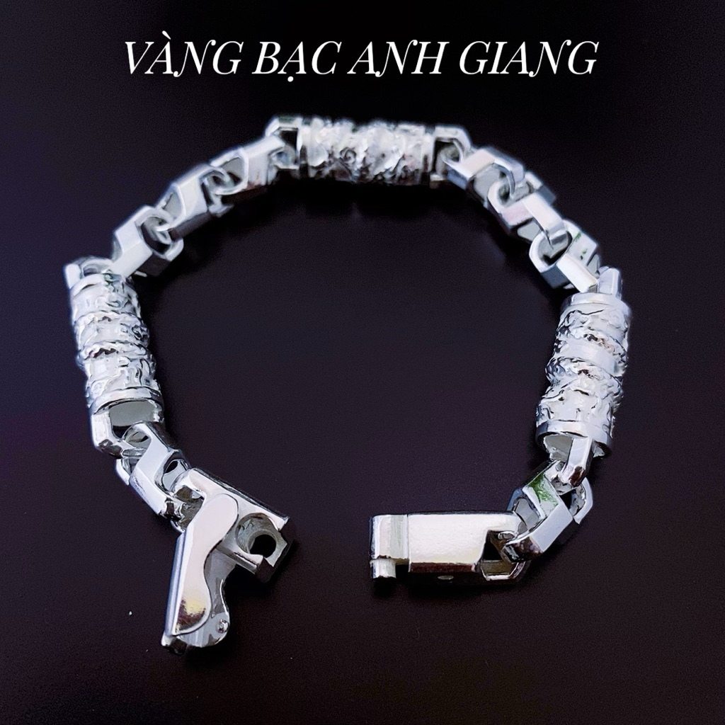 Lắc tay nam bạc ta-Vàng bạc anh giang lắc tay ống rồng  khoá hộp bạc s925 bản 0,9mn