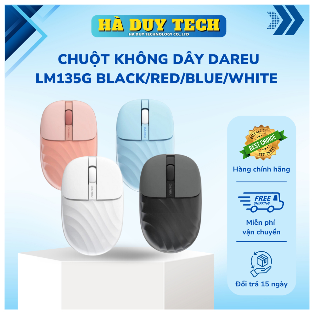 Chuột Không Dây DAREU LM135G BLACK/RED/BLUE/WHITE -Chính Hãng -BH 12th- HaDuyTechVN