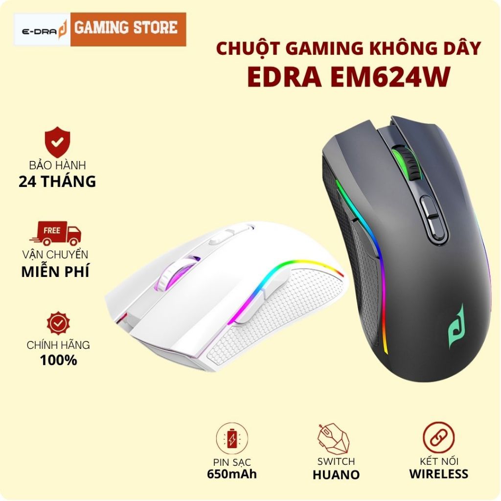Chuột Gaming E-DRA EM624W, EM623W Không Dây, EM624 có dây 3200 DPI, LED RGB Chính Hãng | BigBuy360 - bigbuy360.vn
