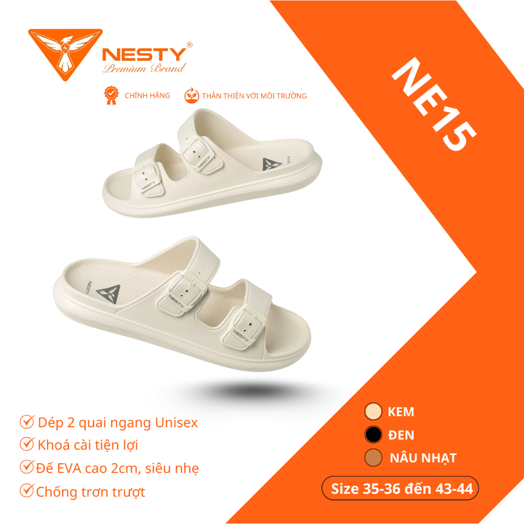 [NE15] Dép Hai Quai Ngang NESTY Có Khóa cài chống trơn trượt Chất Liệu Nhựa EVA Cao Cấp
