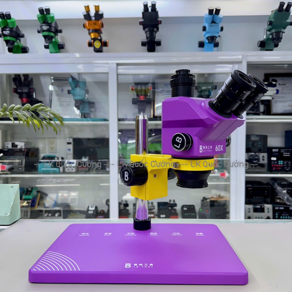 6560 - Kính hiển vi 3 mắt Luban LB-6560 6.5-60X zoom liên tục 4K, chân đế lớn