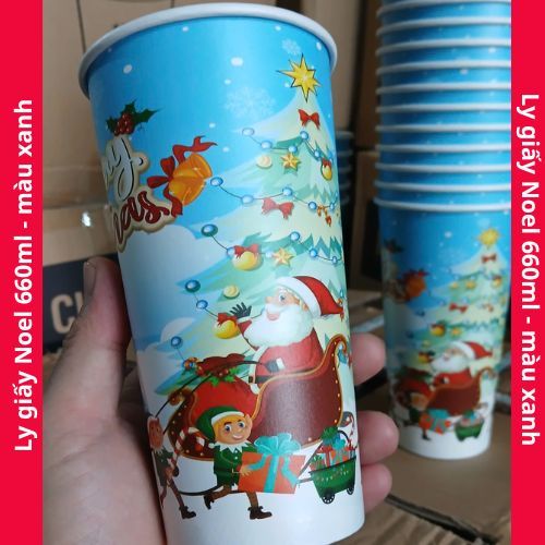Ly Giấy Noel 360ml 480ml 660ml – Ly Giấy Cafe Trà Sữa In Hình Giáng Sinh 2025, Dùng Với Nắp 90mm