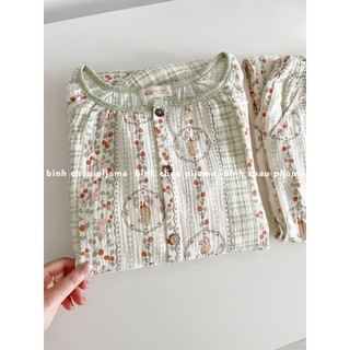   ẢNH THẬT  Đồ Bộ Nữ Thiết Kế Chất Xô Muslin Cao Cấp - Bình Châu Pijama 
