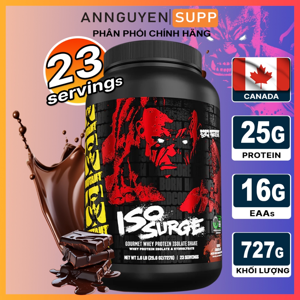 Sữa Bột Mutant Iso Surge 1.6LBS (722Gr), Whey Protein Sữa Bột Bổ Sung Protein Isolate và Hydrolyzed