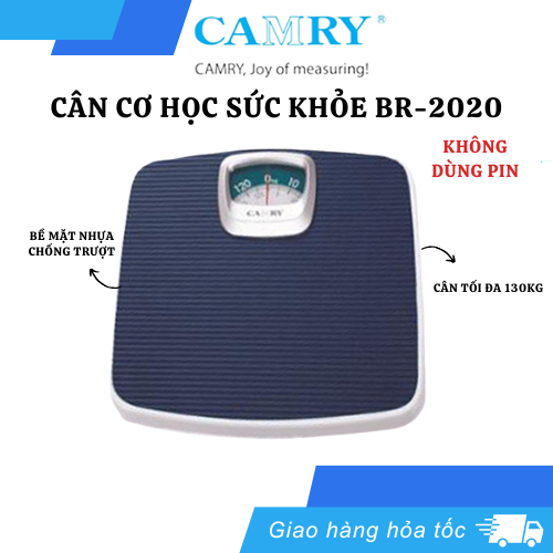 Cân cơ học sức khỏe CAMRY BR2020, cân cơ lò xo tối đa 130kg bền bỉ, khung kim loại chắc chắn, bề mặt nhựa chống trượt