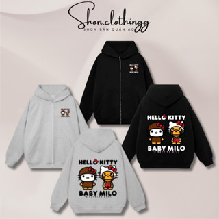  Áo Khoác Hoodie Zip Hello Kitty Ba.pe Nỉ Bông Dày Dặn Thoáng Mát Full Tem Tag Mạc 
