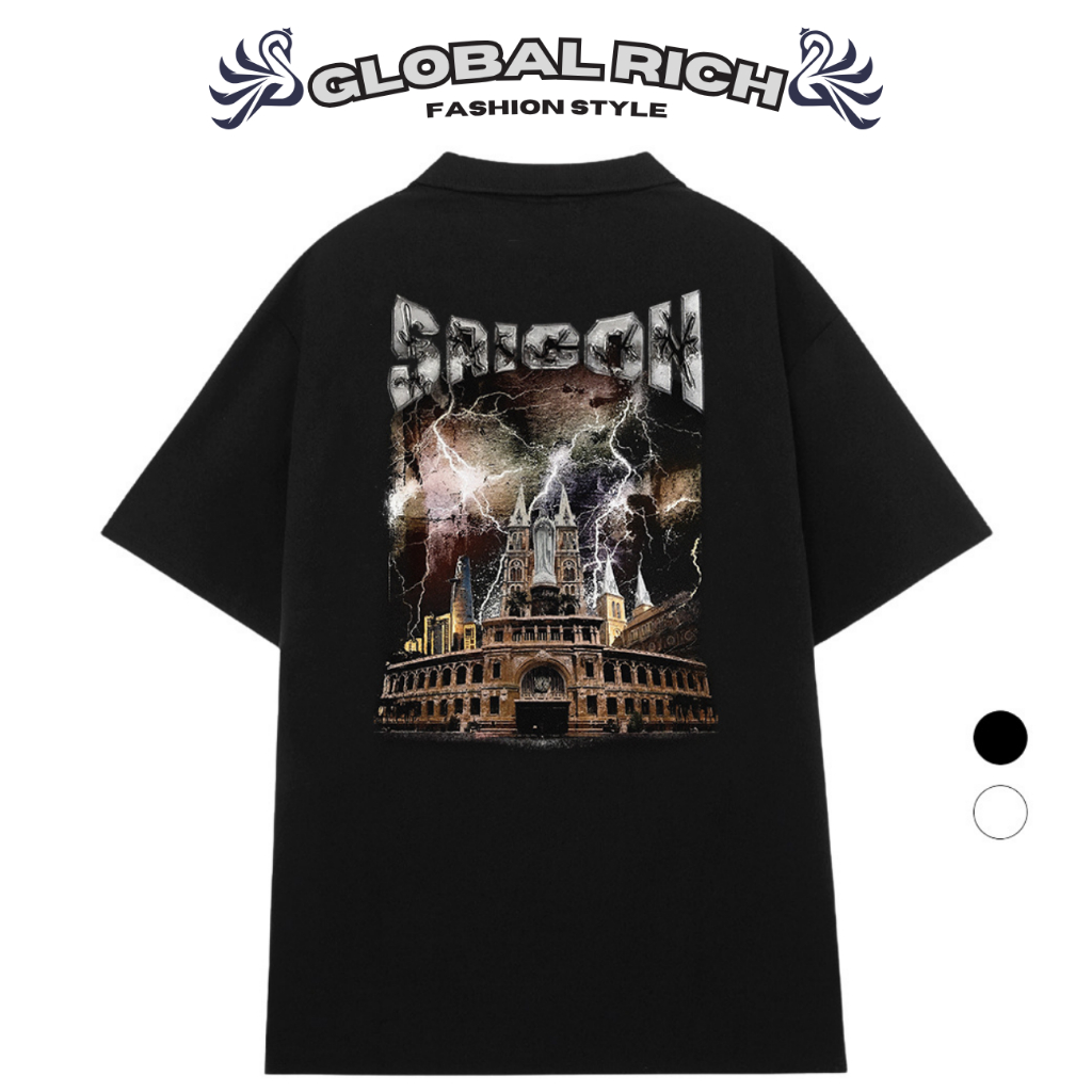 Áo Thun Có Cổ Polo Global Rich Premium Tee Nhà Thờ Đức Bà Bitexco Landmark 81 Saigon The Two