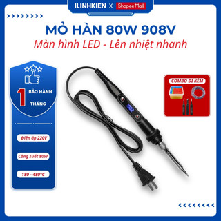  Mỏ hàn thiếc 80W điều chỉnh nhiệt độ gia nhiệt nhanh màn hình hiển thị chính hãng ILinhkien 