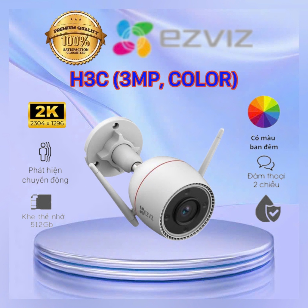 Camera WiFi thông minh ngoài trời  EZVIZ H3C 3MP 2K - CÓ MÀU