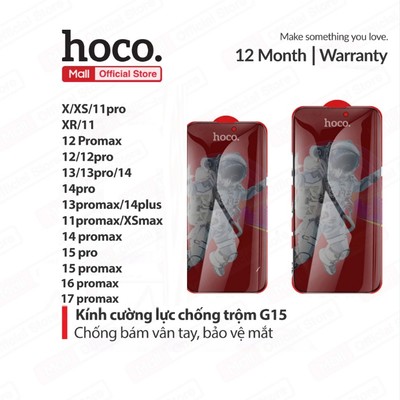 Kính chống nhìn trộm Hoco G15 dùng X/XS/11pro/XR/11/12/12pro/12promax/13/13pro/14/14pro/15pro/15promax/16promax/17promax