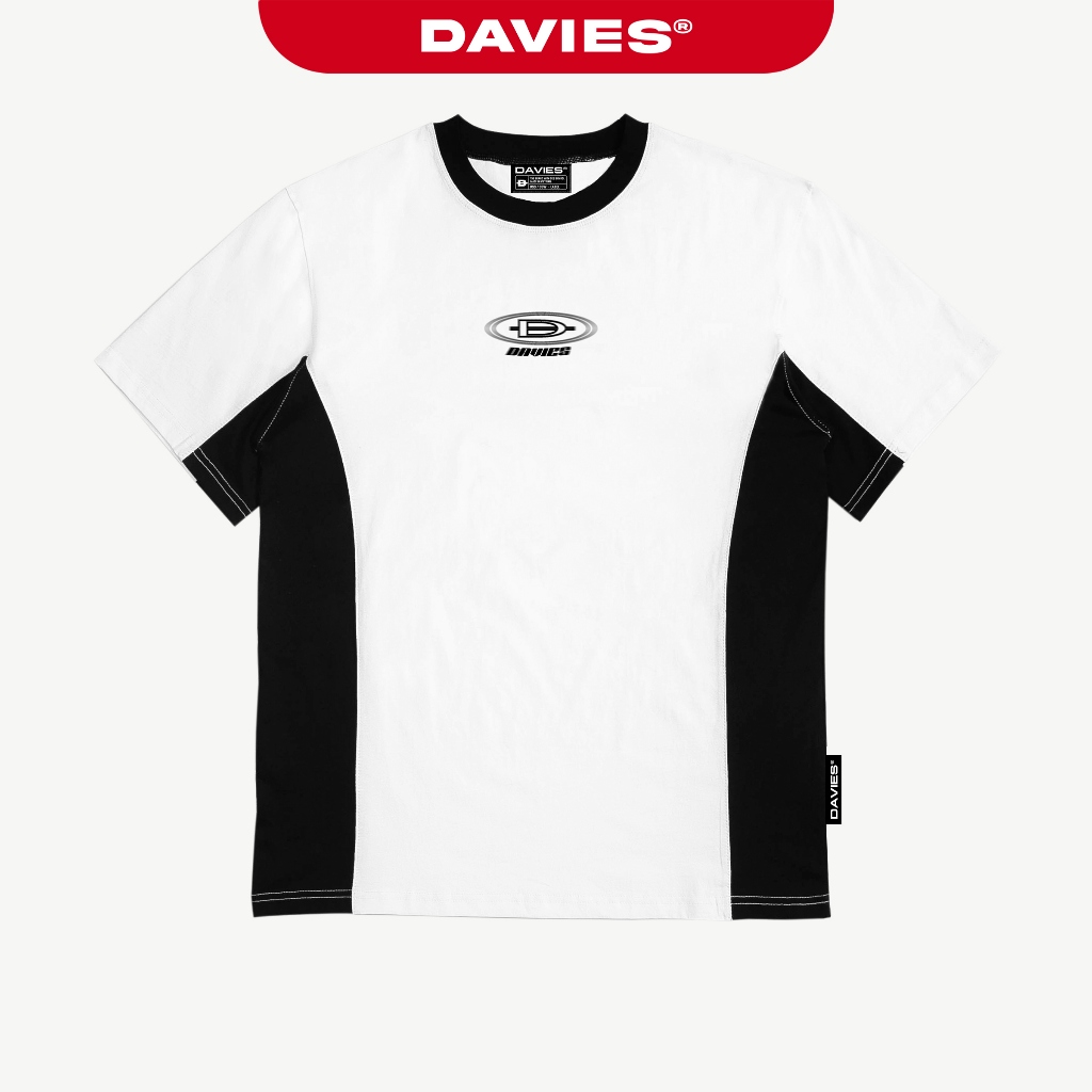 Áo phông local brand DAVIES đẹp phối màu đen trắng nam nữ form rộng DAVIES