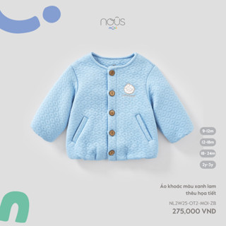  Nous Mini Baby Áo khoác bomber nỉ cho bé trai bé gái thêu họa tiết mềm ấm cho bé từ 8.5-15kg BST T11 