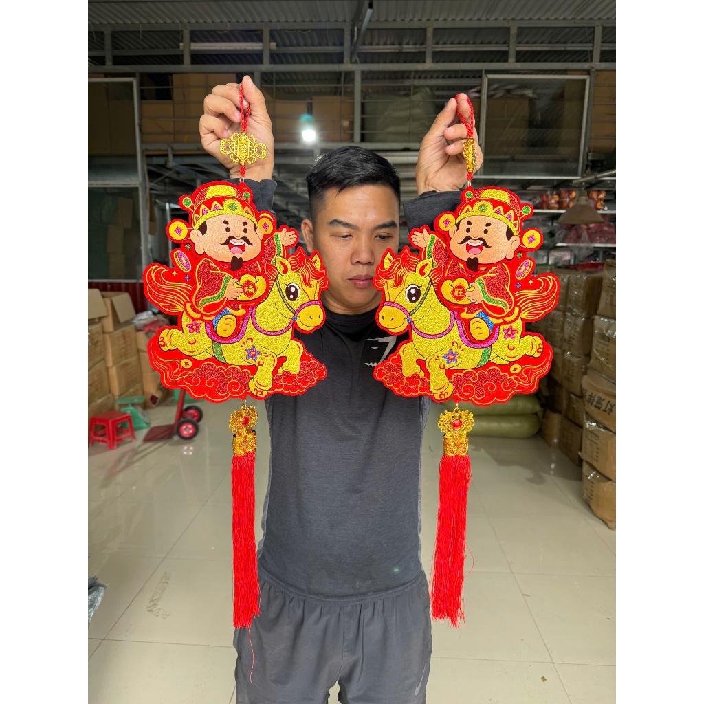 Khánh treo tết k45 ( đôi Thần tài cưỡi ngựa to )