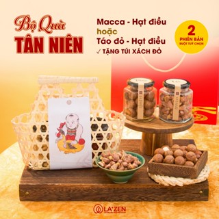  Giỏ quà Tết 2026 TÂN NIÊN PHÚC LỘC mây tre đan tinh tế hạt dinh dưỡng tốt cho sức khỏe - La'zen 