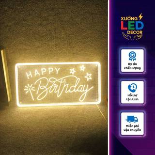  ĐÈN LED NEON + khắc 3D ACRYLIC  mica  Mẫu HAPPY BIRTHDAY trang trí tiệc  sinh nhật ,....... 