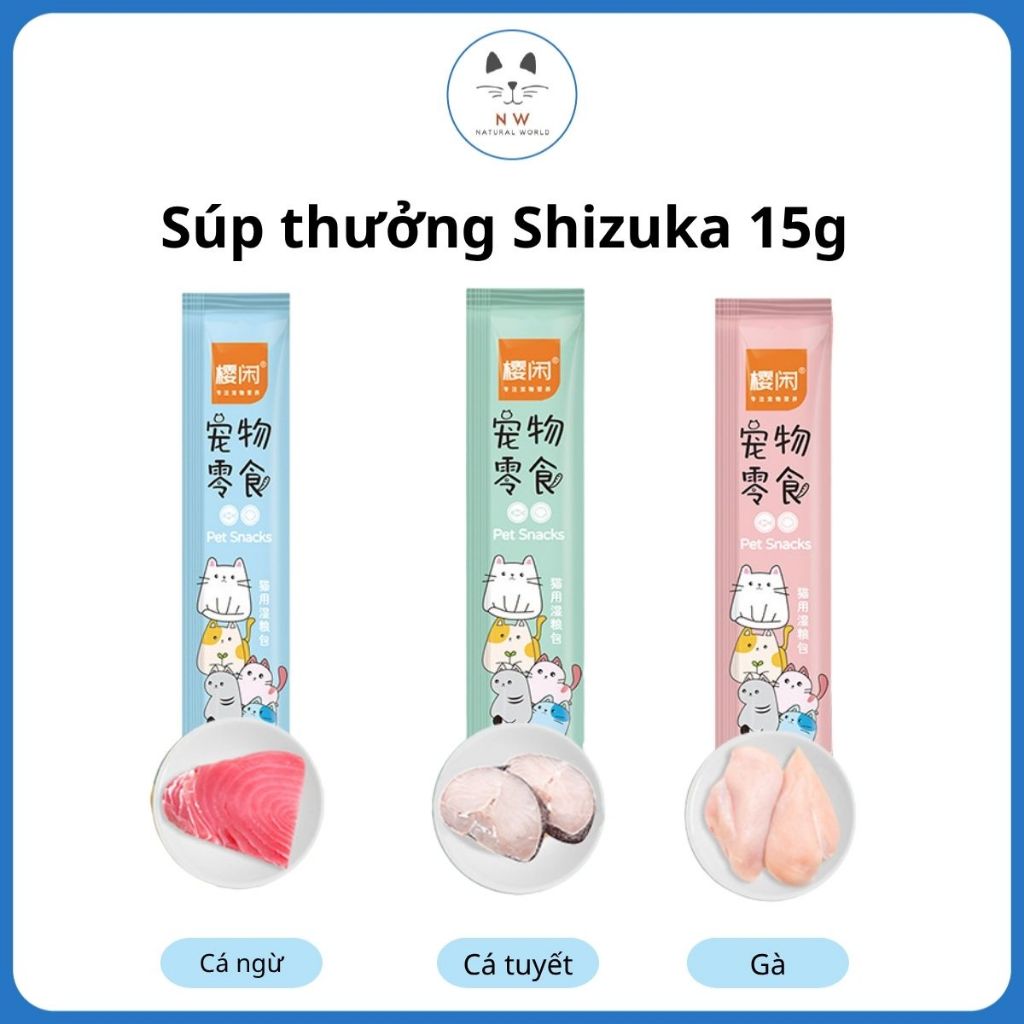 Súp thưởng dinh dưỡng cho mèo Shizuka thanh 15g - combo 10 thanh