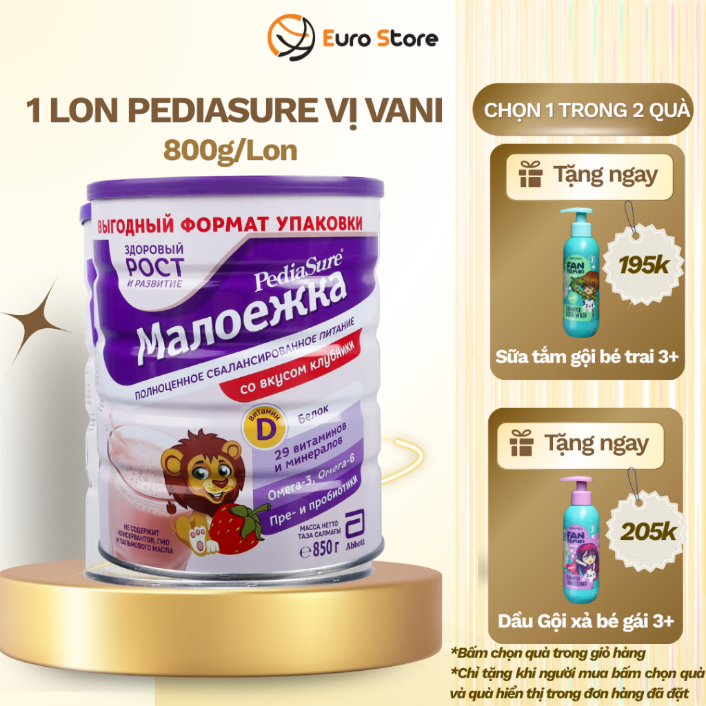  Sữa Bột Pediasure Nga Vị Vani Dâu Socola 850g MAMAKO Bổ Sung Dinh Dưỡng Cho Trẻ Biếng Ăn Chậm Lên Cân –  Euro Strore 
