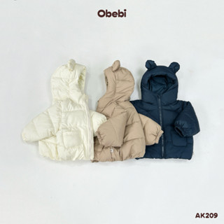  Áo Khoác Phao Tai Gấu Obebi Giữ Ấm Thời Trang Mùa Đông Cho Bé Trai Bé Gái từ 8 - 19Kg AK209 