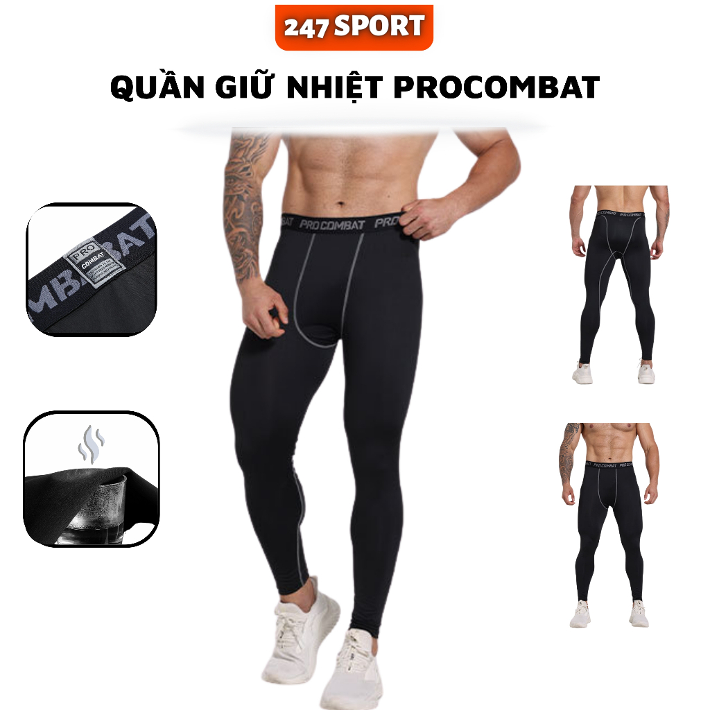 Quần giữ nhiệt nam legging combat pro quần bó cơ đá bóng tập gym cầu lông chạy bộ 247SPORT_HN