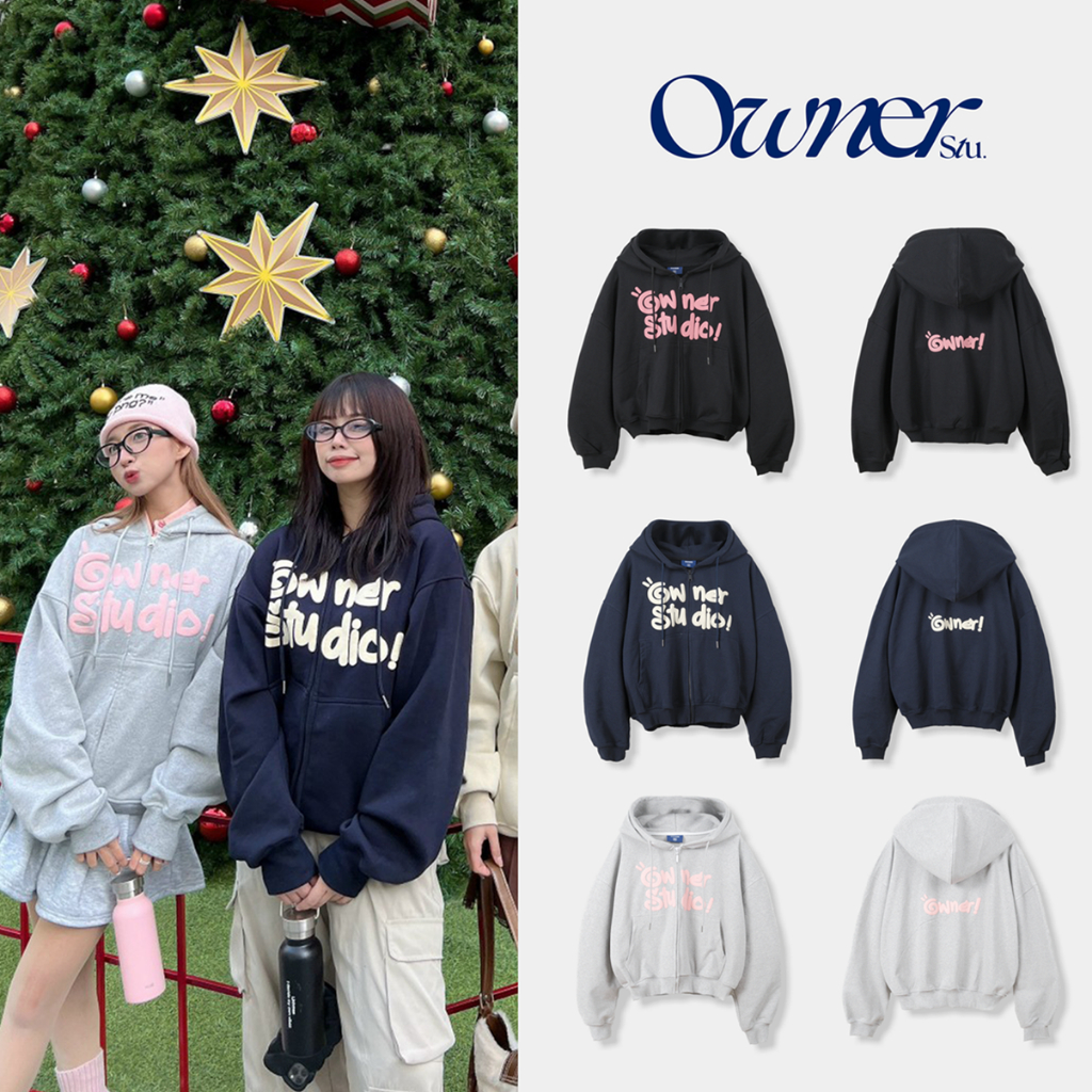 Áo khoác dây kéo khoá IN NỔI TRƯỚC LOGO - Hoodie zip Nam Nữ Owner