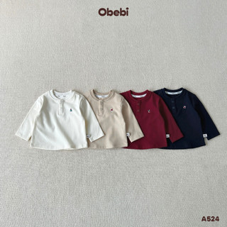  Áo Thun Dài Tay Obebi Cài Khuy Thời Trang Thu Đông Cho Bé Trai Bé Gái từ 8 - 23kg A524 