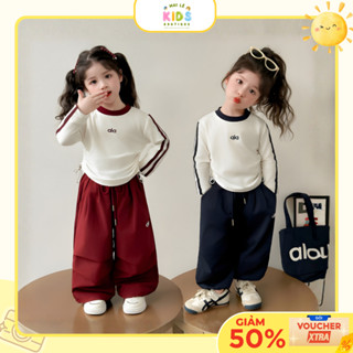 [A94] Set đồ hè dài tay cho bé gái, set 3 món quần áo thu đông áo tay dài mix quần ống rộng siêu xinh 10-32kg