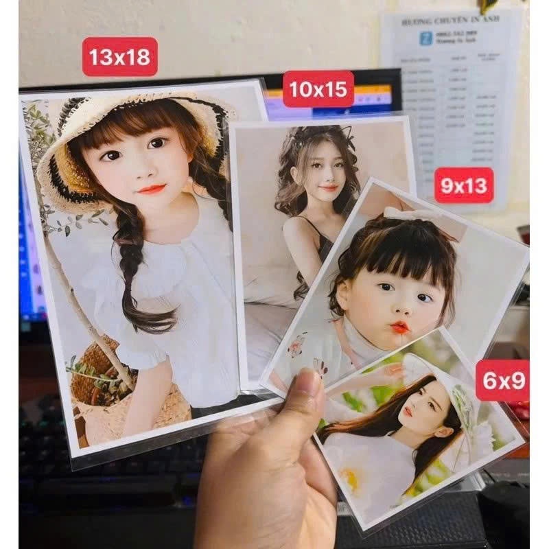 In ảnh 6x9 CM, 9x13 CM.... 1k/tấm ép plastic In 10 tấm tặng 1 tấm , In theo yêu cầu từ 10 ảnh trở lê