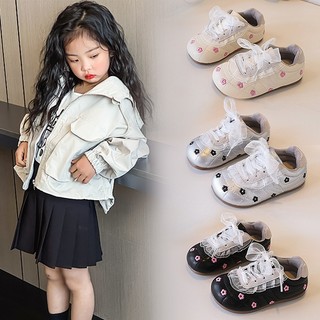 Giày bé gái thêu hoa in hoa ren thời trang mũi tròn thoải mái phù hợp với trẻ 2-8 tuổi