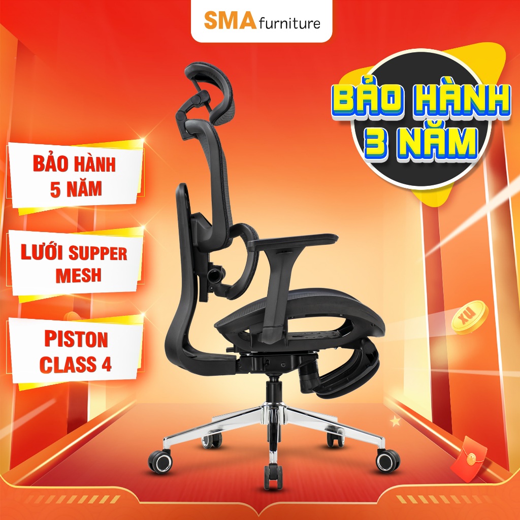 Ghế Công thái học SMA Furniture MIRAI PRO/ULTRA, Tựa lưng 2D, Lưới Supper Mesh, Piston Class 4