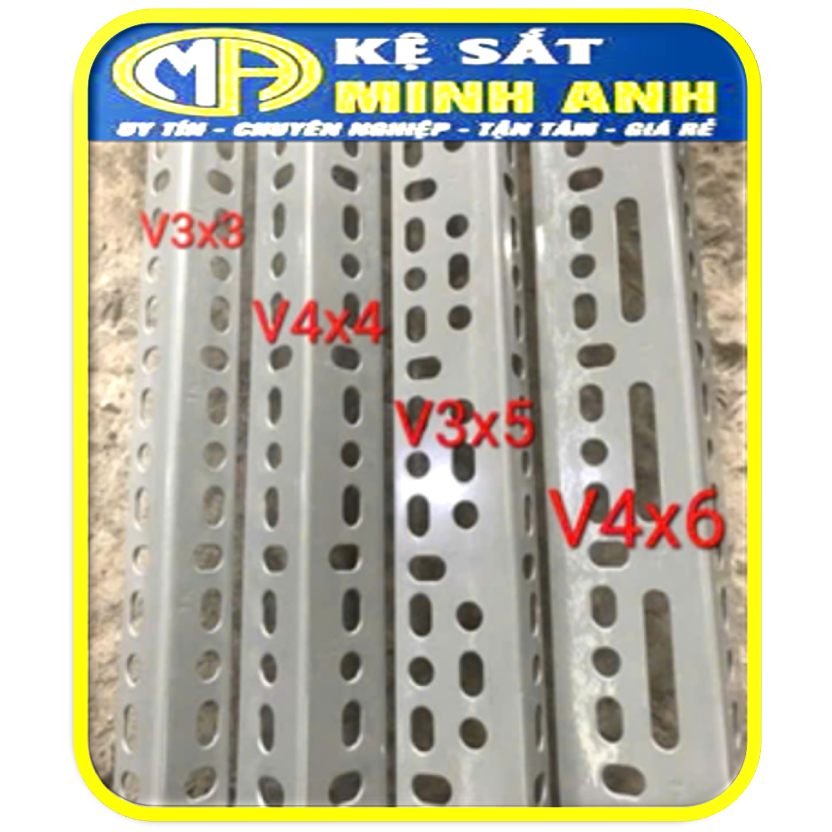 Sắt V lỗ V3, V4, V3.5 dài 2m, dày 1,6mm Cây sắt V lỗ, Thép V lỗ, Kệ V lỗ, Kệ V lỗ đa năng...