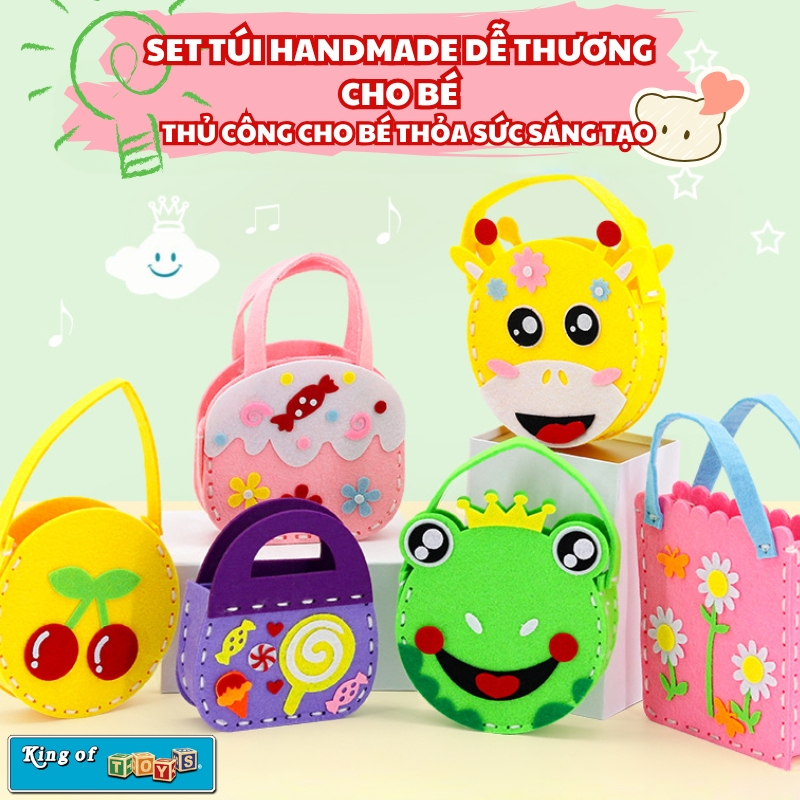 Set Túi Handmade DIY Thủ Công Hình Động Vật Và Hoa Quả Cho Bé Tự Làm Túi Xách Balo - Đồ Chơi Túi Xác