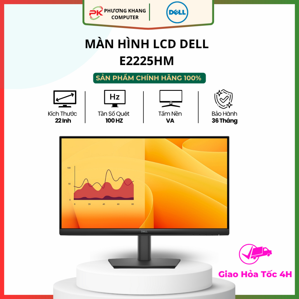 Màn Hình LCD DELL E2225HM (VA/100Hz/VGA/HDMI /DPort ) BH 36 tháng