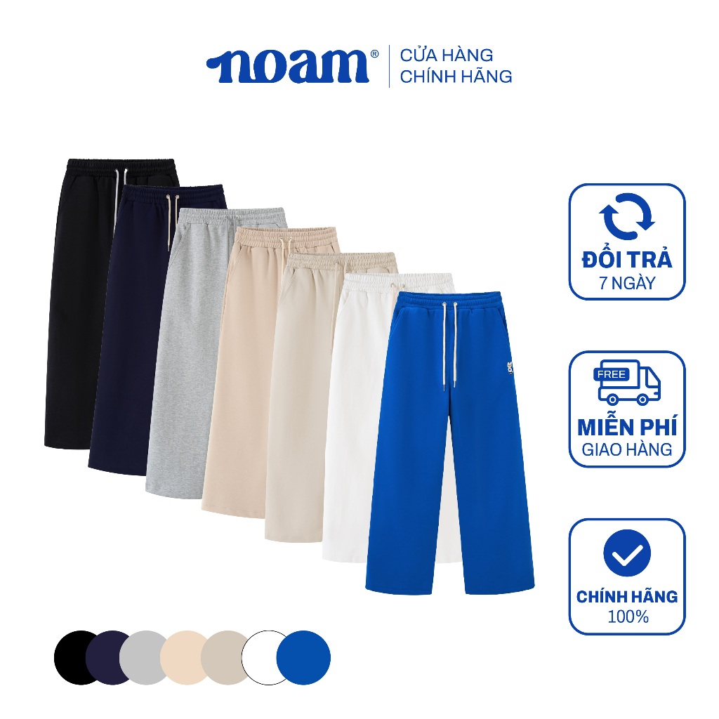 Quần ống suông NOAM teeny nam nữ form rộng - Màu coban/ trắng/ be/ xám/ đen/ xanh than/ be đậm